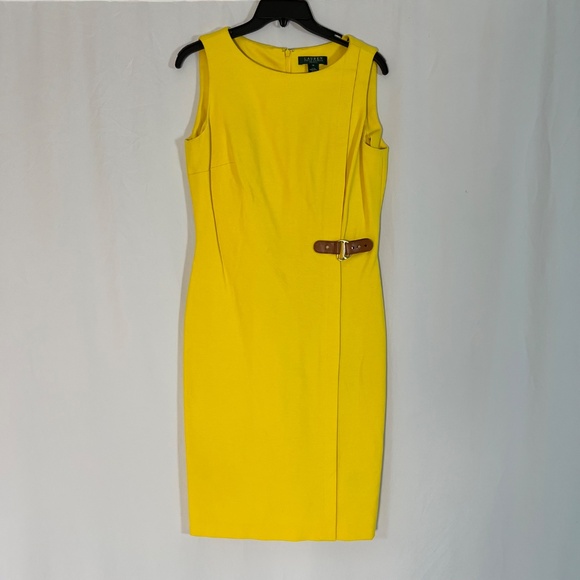 Lauren Ralph Lauren Yellow Sleeveless Crewneck Sheath Dress - Picture 4 of 12
